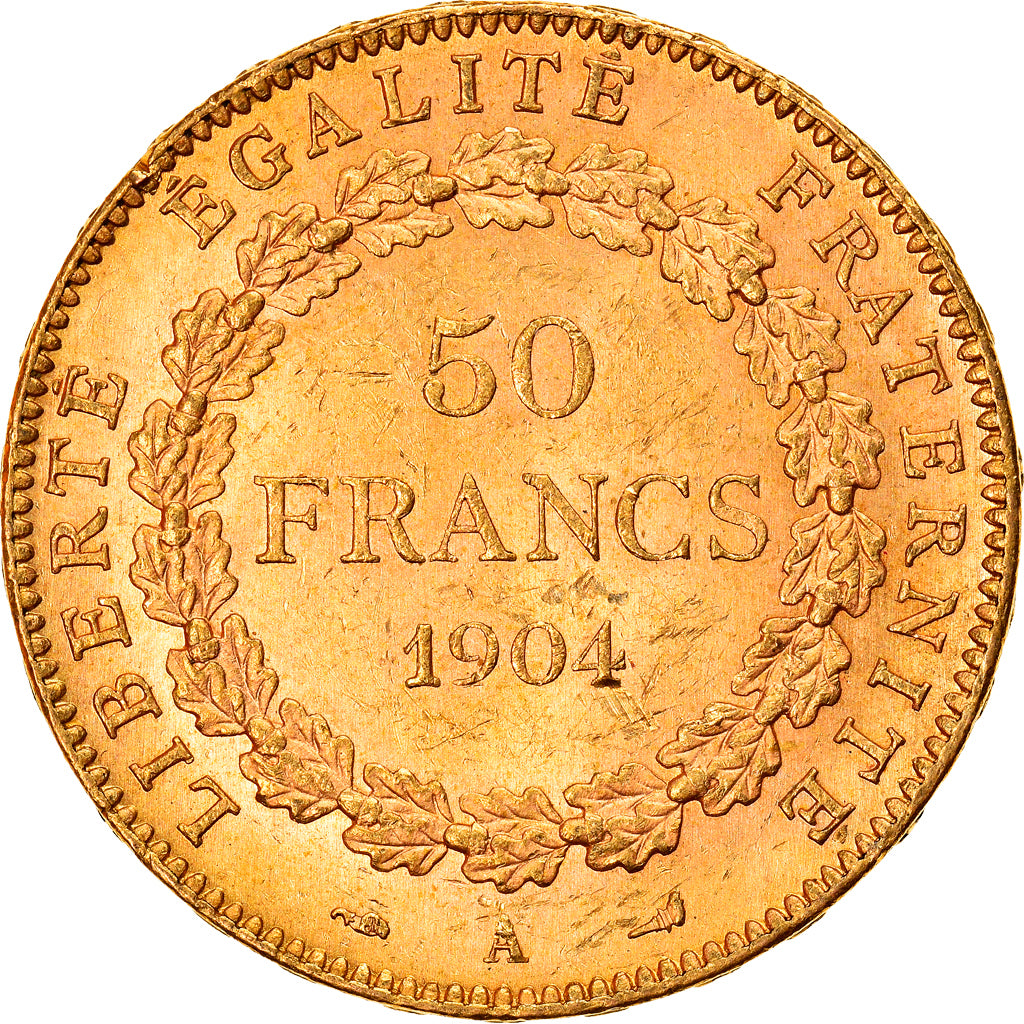 Moeda, França, Génie, 50 Francs, 1904, Paris, AU(55-58), Dourado, KM:831