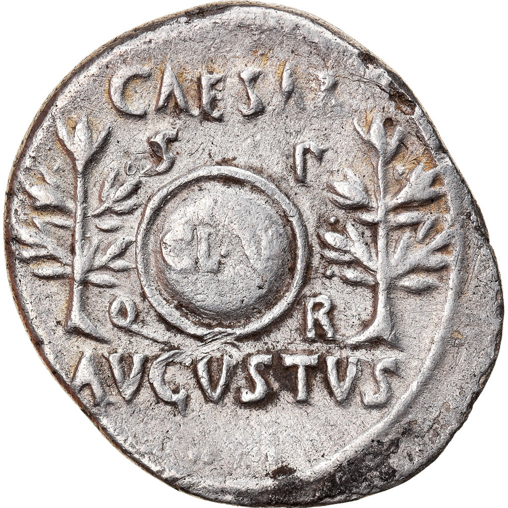 Coin, Augustus, Denarius, 19-18 BC, Spain, Traveling mint, EF(40-45), Silver