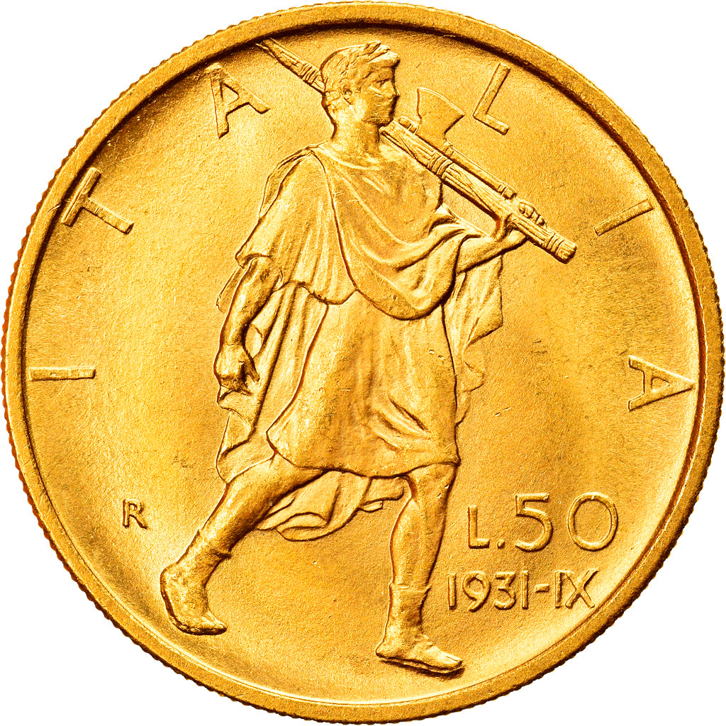 Munten, Italië, Vittorio Emanuele III, 50 Lire, 1931, Rome, UNC-, Goud, KM:71