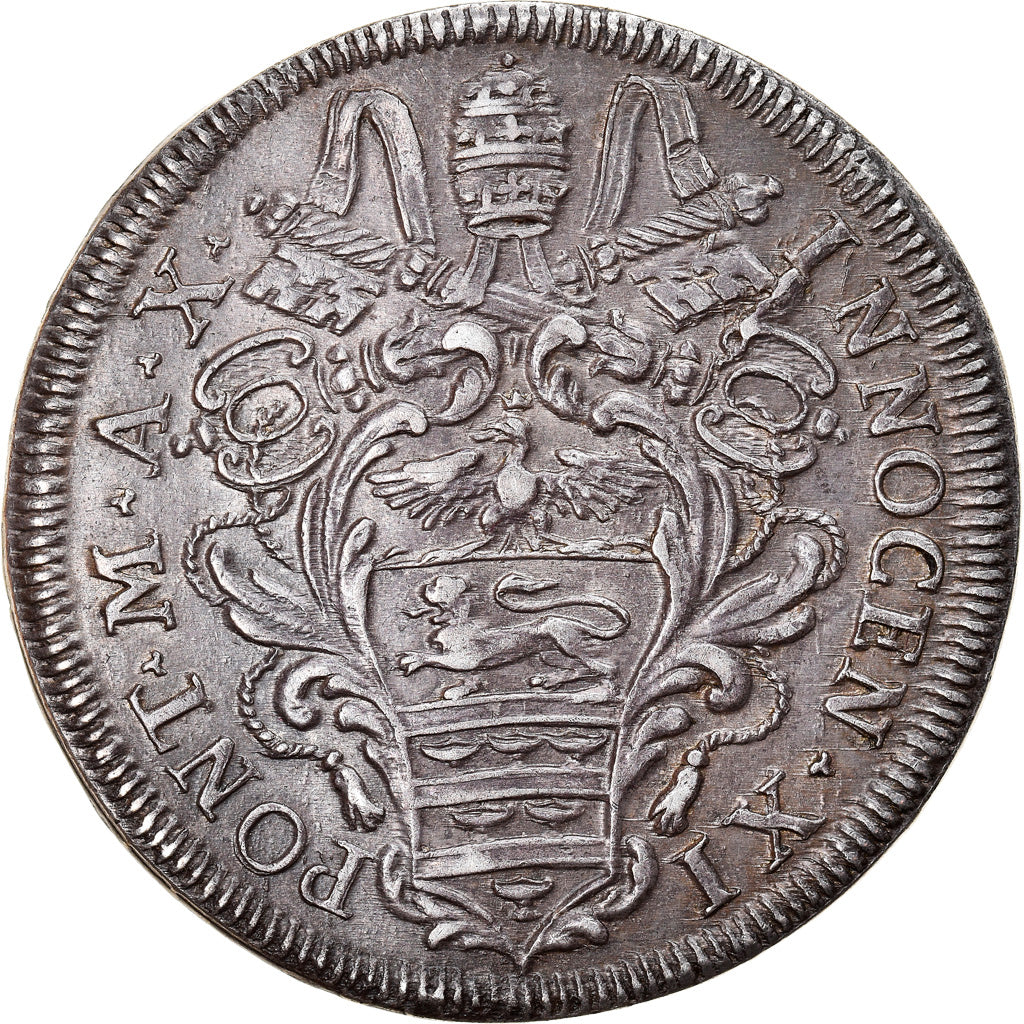 Moneta, DEPARTAMENTY WŁOSKIE, PAPAL STATES, Innocent XI, Testone, 30 Baiocchi