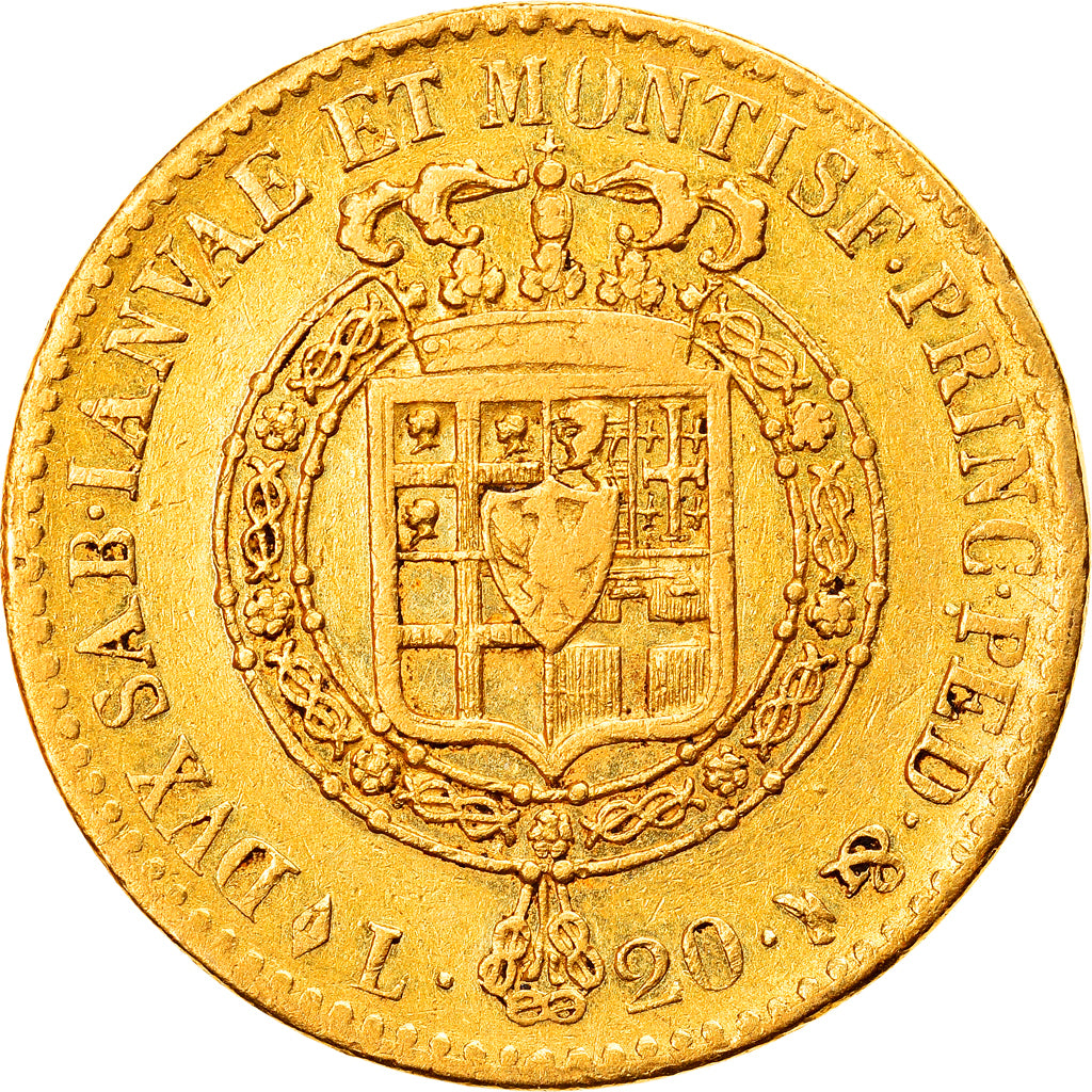 Coin, Italy, 20 Lire, 1816, Torino, AU(50-53), Gold