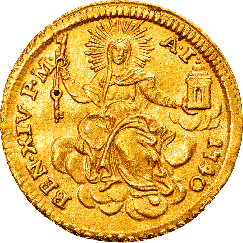Coin, ITALIAN STATES, PAPAL STATES, Benedict XIV, Zecchino, 1740, Roma