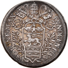 Coin, VATICAN CITY, Innocent XI, Testone, Roma, AU(55-58), Silver