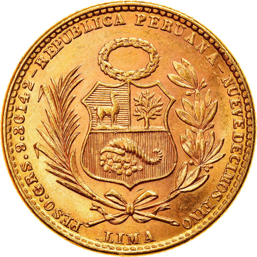 Moneda, Perú, 20 Soles, 1960, Lima, FDC, Oro