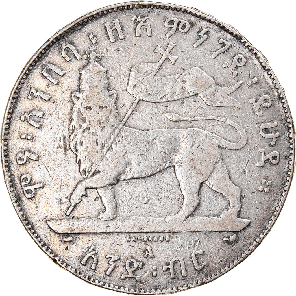 Coin, Ethiopia, Menelik II, Birr, 1897, Paris, VF(20-25), Silver, KM:5