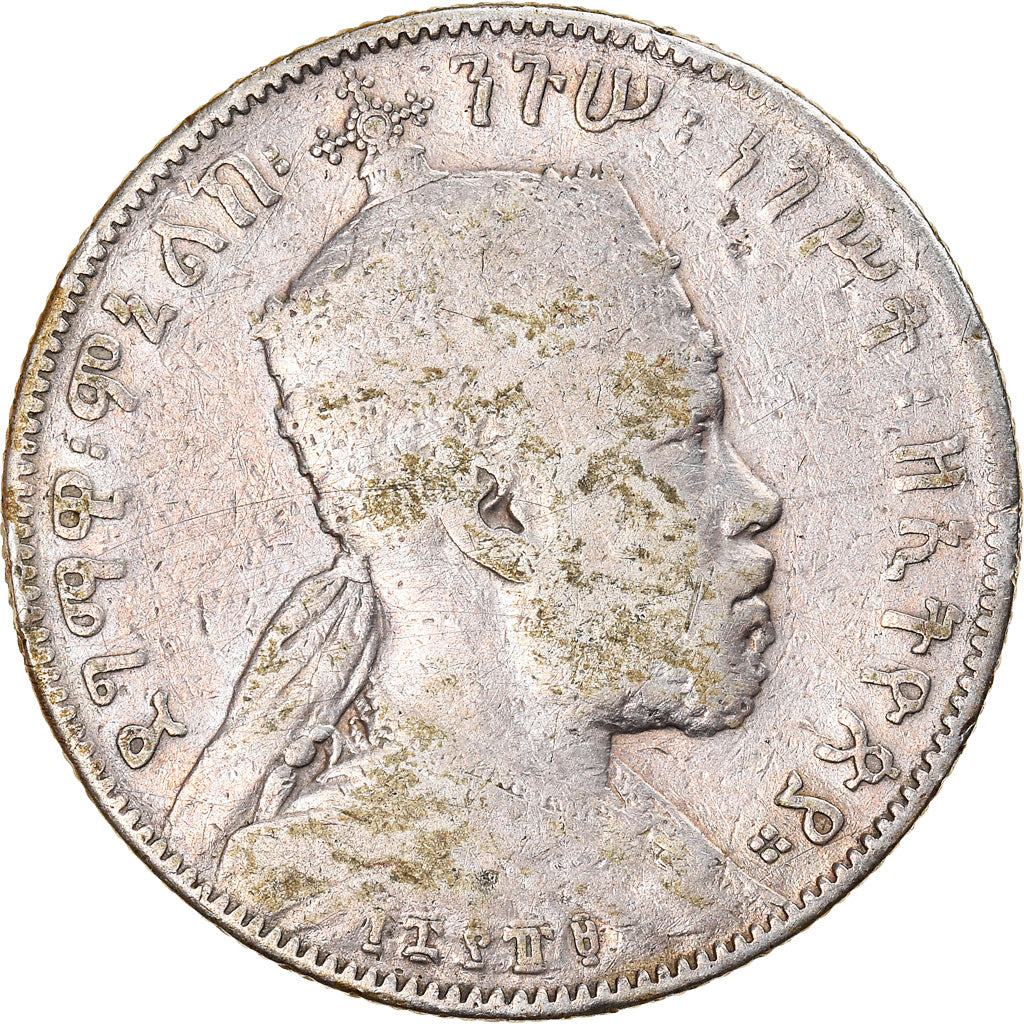 Coin, Ethiopia, Menelik II, 1/2 Birr, 1897, Paris, VF(20-25), Silver, KM:4