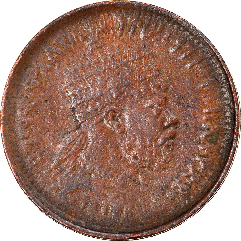Coin, Ethiopia, Menelik II, 1/32 Birr, 1889, VF(20-25), Copper Or Brass, KM:11