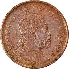 Moeda, Etiópia, Menelik II, 1/32 Birr, 1889, EF(40-45), Cobre ou Latão, KM:11