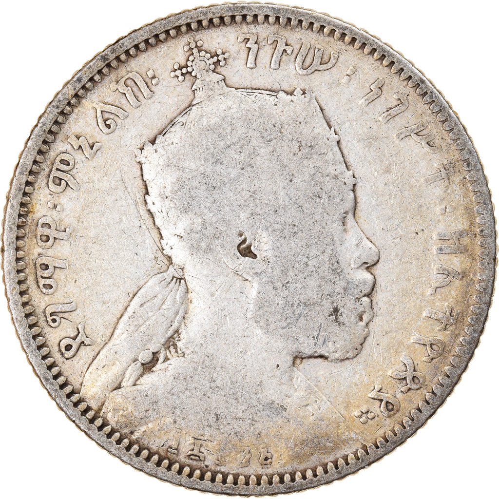 Coin, Ethiopia, Menelik II, 1/4 Birr, 1902, Paris, F(12-15), Silver, KM:3