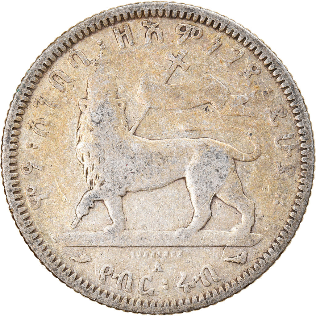 Coin, Ethiopia, Menelik II, 1/4 Birr, 1902, Paris, F(12-15), Silver, KM:3