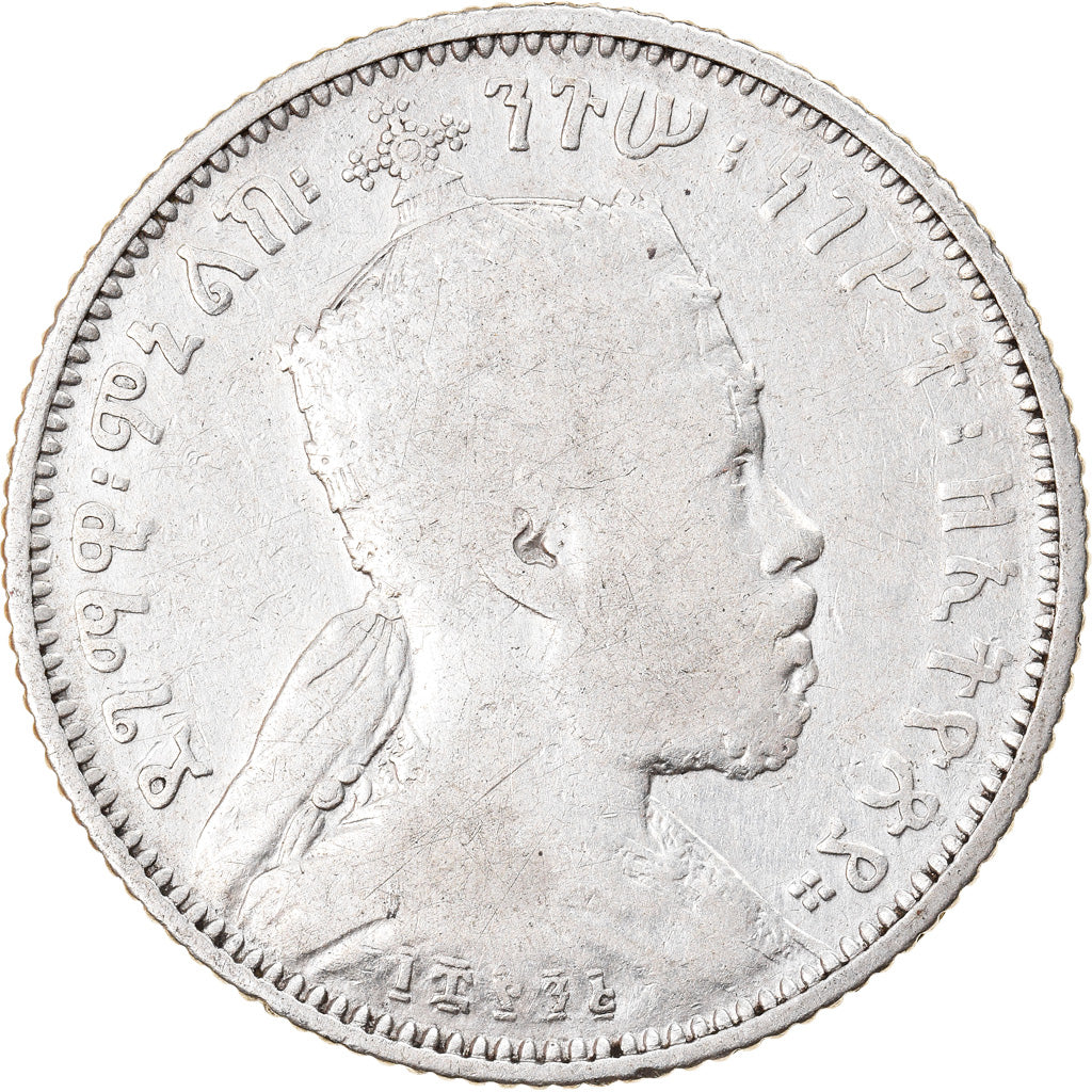 Coin, Ethiopia, Menelik II, 1/4 Birr, 1902, Paris, VF(20-25), Silver, KM:3