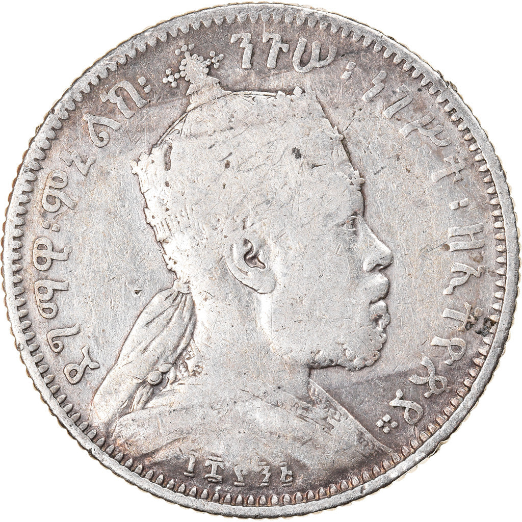 Coin, Ethiopia, Menelik II, 1/4 Birr, 1902, Paris, VF(20-25), Silver, KM:3