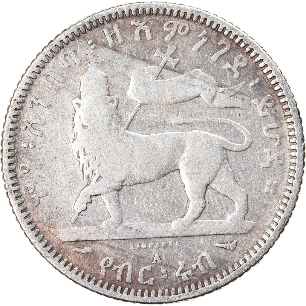 Coin, Ethiopia, Menelik II, 1/4 Birr, 1902, Paris, VF(20-25), Silver, KM:3