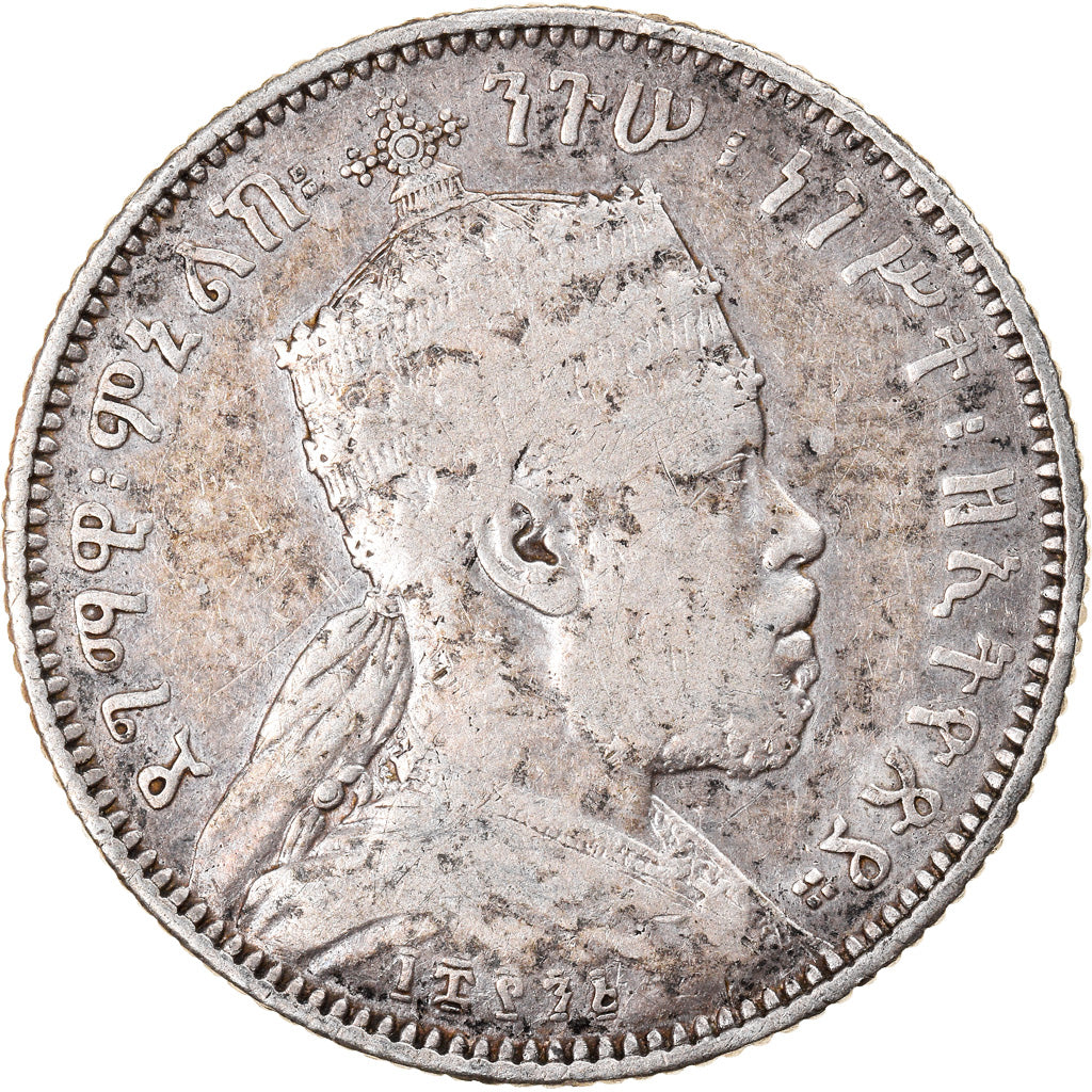 Coin, Ethiopia, Menelik II, 1/4 Birr, 1902, Paris, VF(30-35), Silver, KM:3