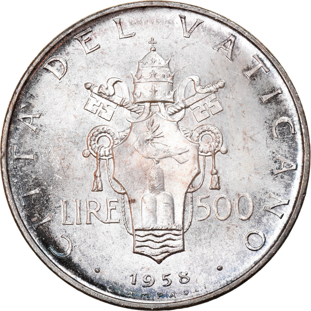 Coin, VATICAN CITY, Pius XII, 500 Lire, 1958, MS(63), Silver, KM:56