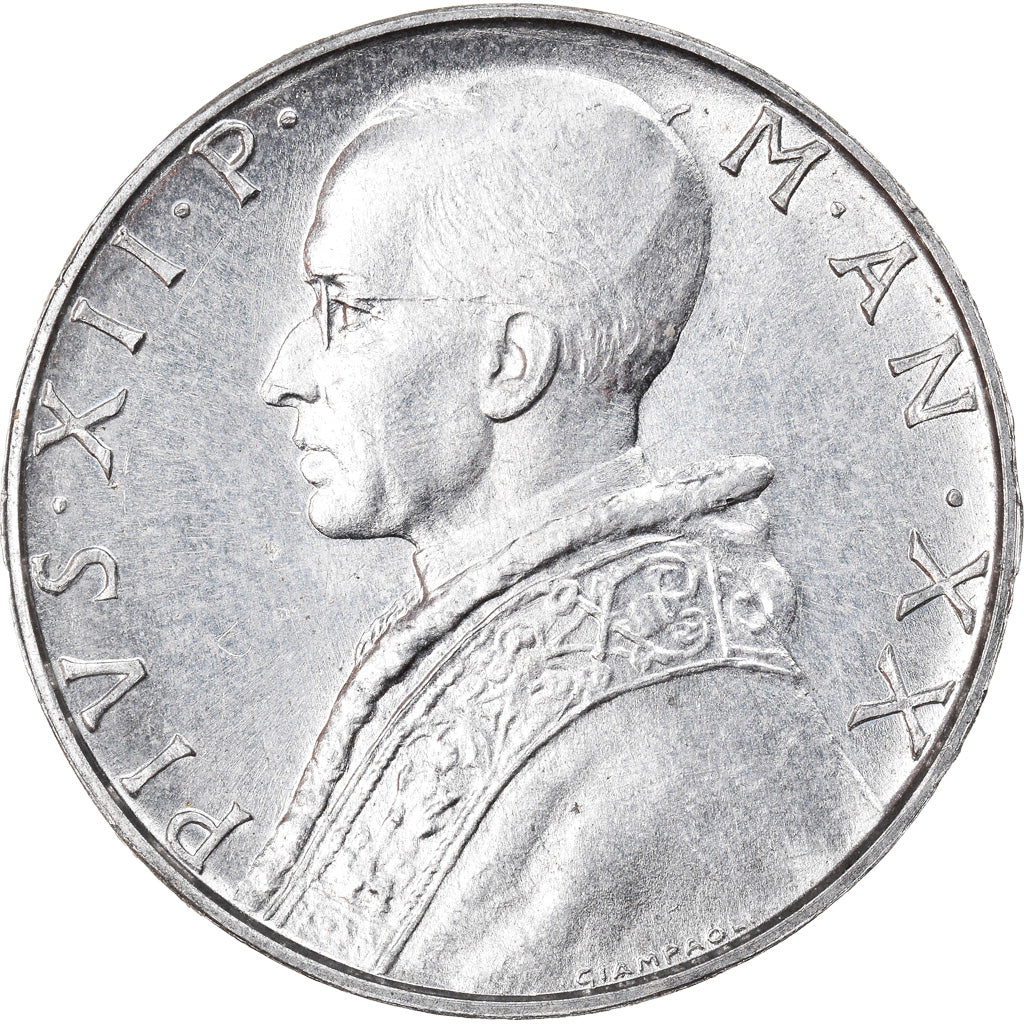 Coin, VATICAN CITY, Pius XII, 10 Lire, 1958, Roma, MS(65-70), Aluminum, KM:52.1