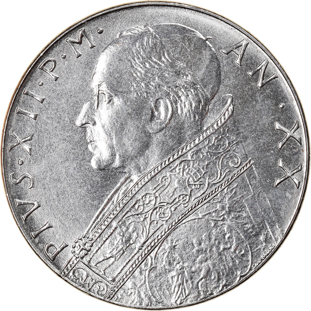 Munten, Vaticaanstad, Pius XII, 100 Lire, 1958, Roma, FDC, Stainless Steel