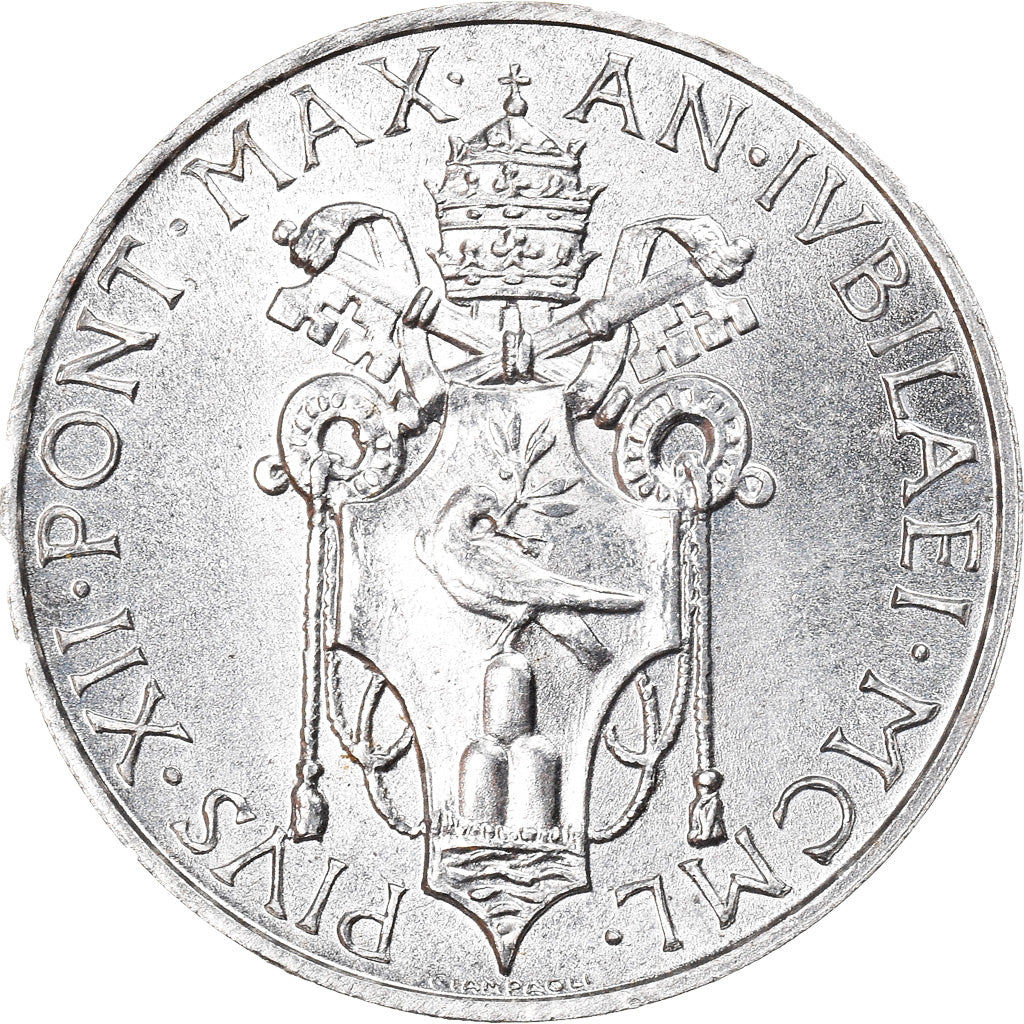 Coin, VATICAN CITY, Pius XII, Lira, 1950, Roma, MS(65-70), Aluminum, KM:44