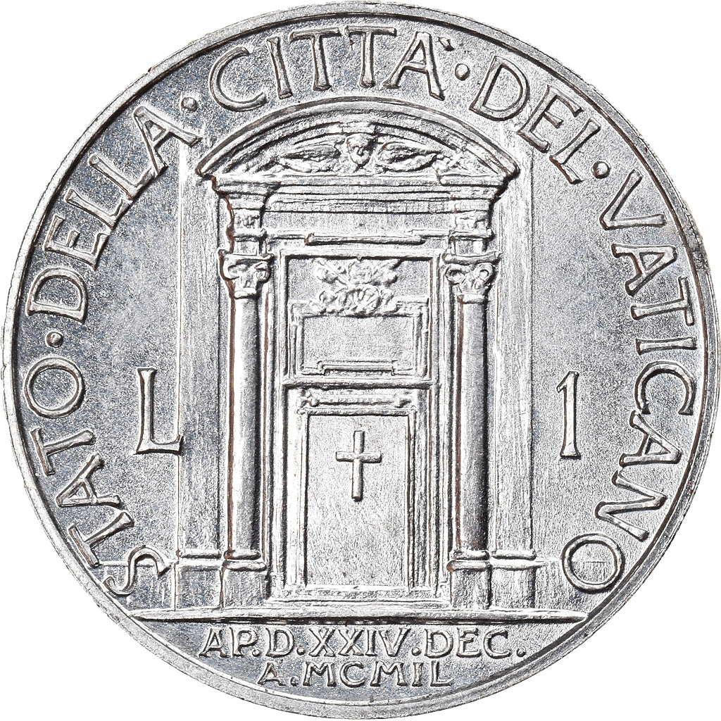 Coin, VATICAN CITY, Pius XII, Lira, 1950, Roma, MS(65-70), Aluminum, KM:44