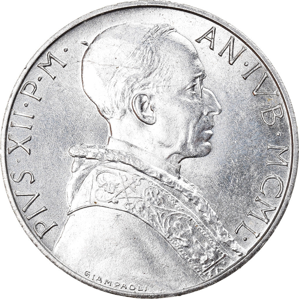 Coin, VATICAN CITY, Pius XII, 2 Lire, 1950, Roma, MS(65-70), Aluminum, KM:45