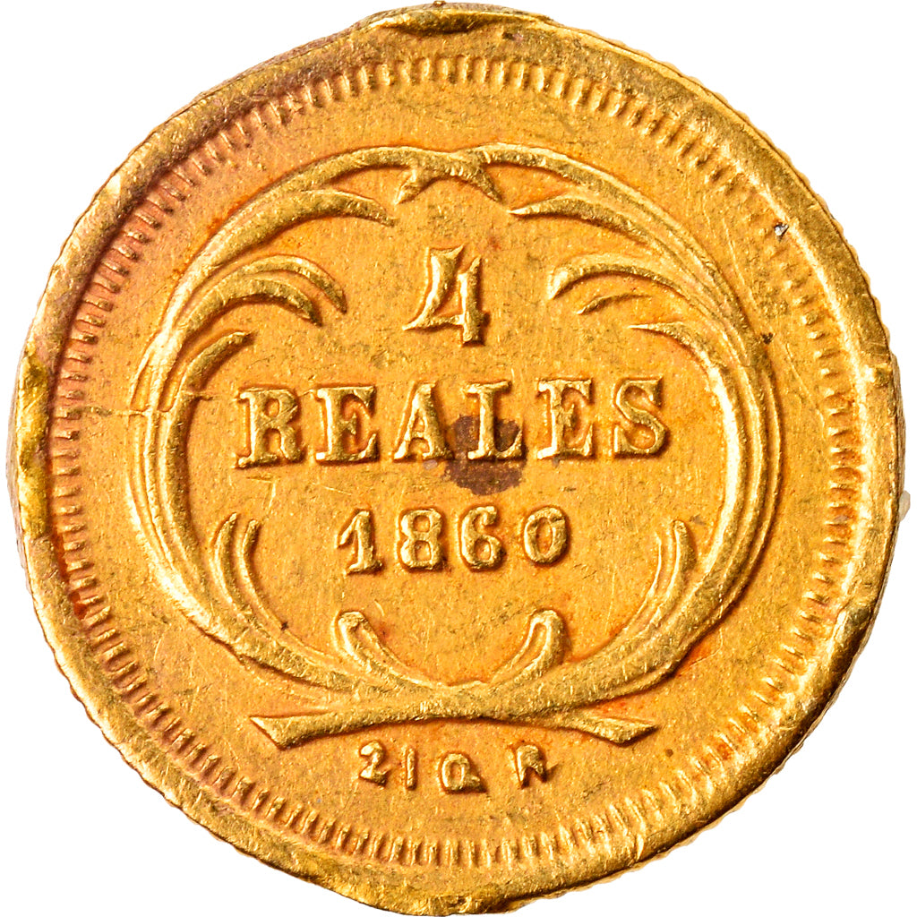 Monnaie, Guatemala, 4 Reales, Cuatro, 1860, TB+, Or, KM:135
