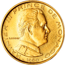 Moeda, Mónaco, Rainier III, Franc, 1960, Paris, ENSAIO, MS(63), Dourado, KM:E40