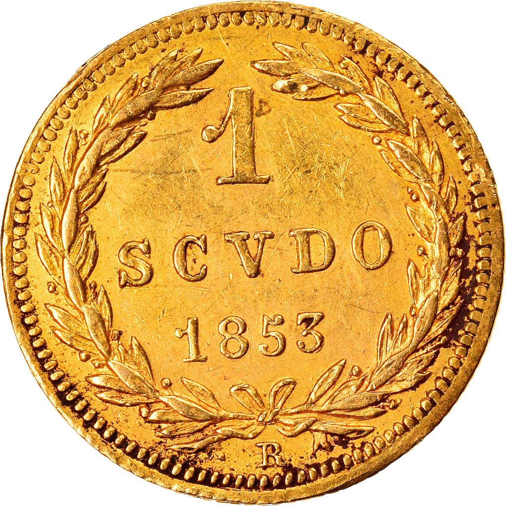 Moneta, STATI ITALIANI, PAPAL STATES, Pius IX, Scudo, 1853, Roma, BB+, Oro