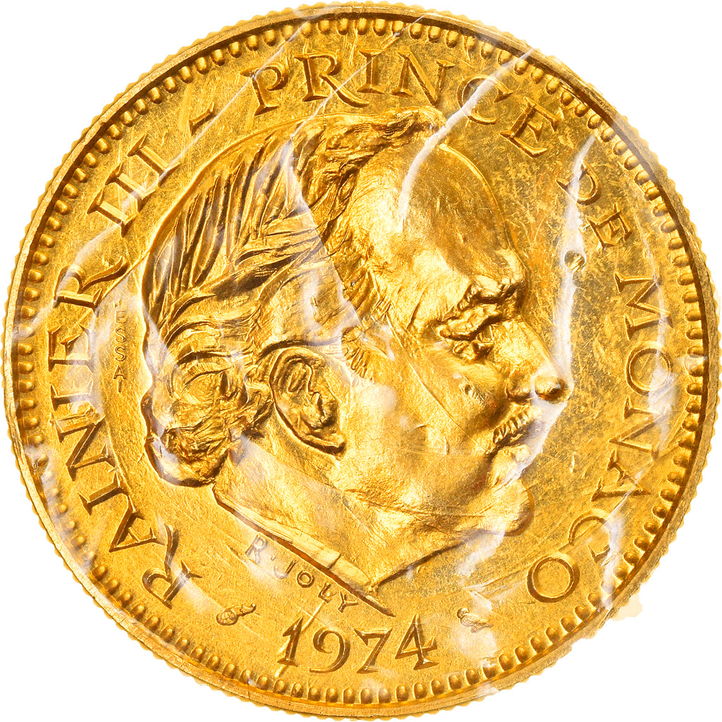 Coin, Monaco, Rainier III, 5 Francs, 1974, Paris, ESSAI, MS(63), Gold, KM:E62