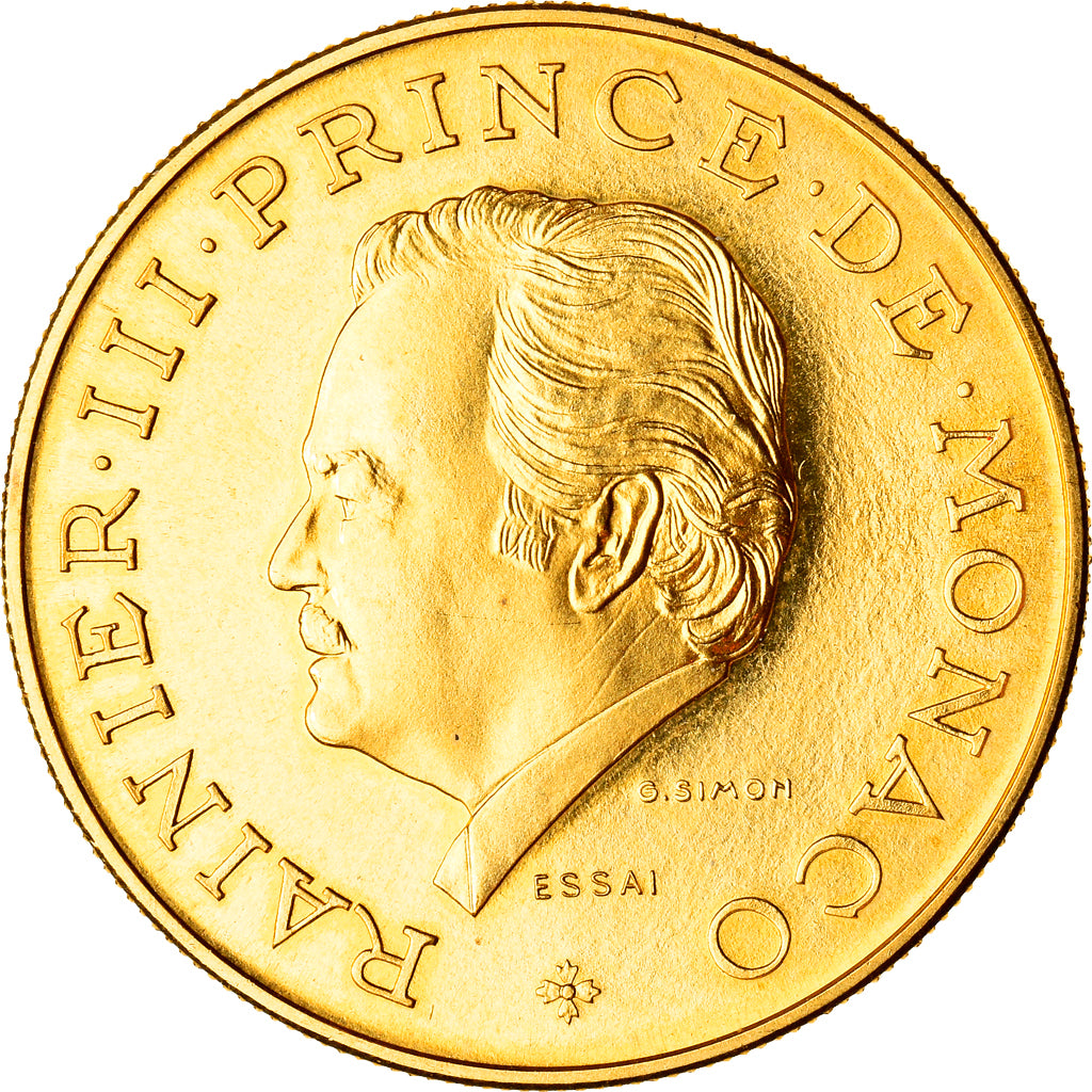 Coin, Monaco, Rainier III, 10 Francs, 1974, Paris, ESSAI, MS(64), Gold, KM:E65