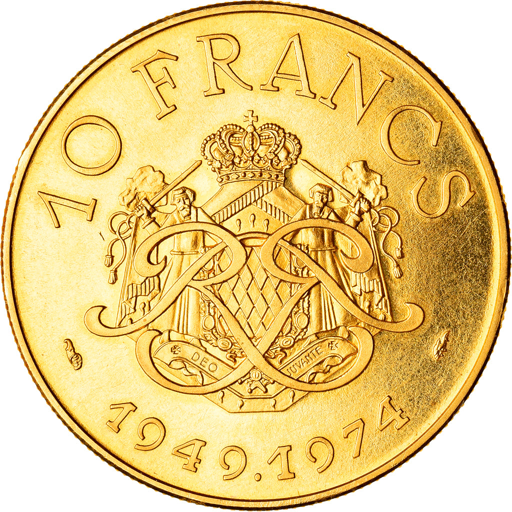 Coin, Monaco, Rainier III, 10 Francs, 1974, Paris, ESSAI, MS(64), Gold, KM:E65