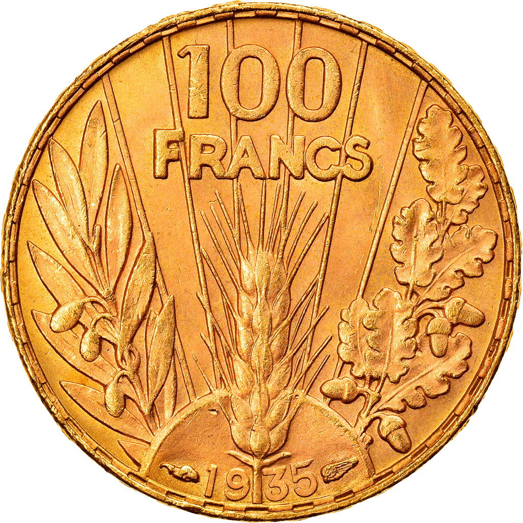 Coin, France, Bazor, 100 Francs, 1935, Paris, MS(64), Gold, KM:880, Gadoury:1148