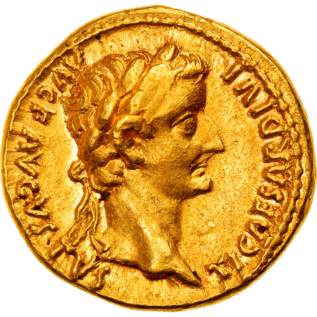 Coin, Tiberius, Aureus, AD 14-37, Lyon - Lugdunum, Very rare, MS(60-62), Gold