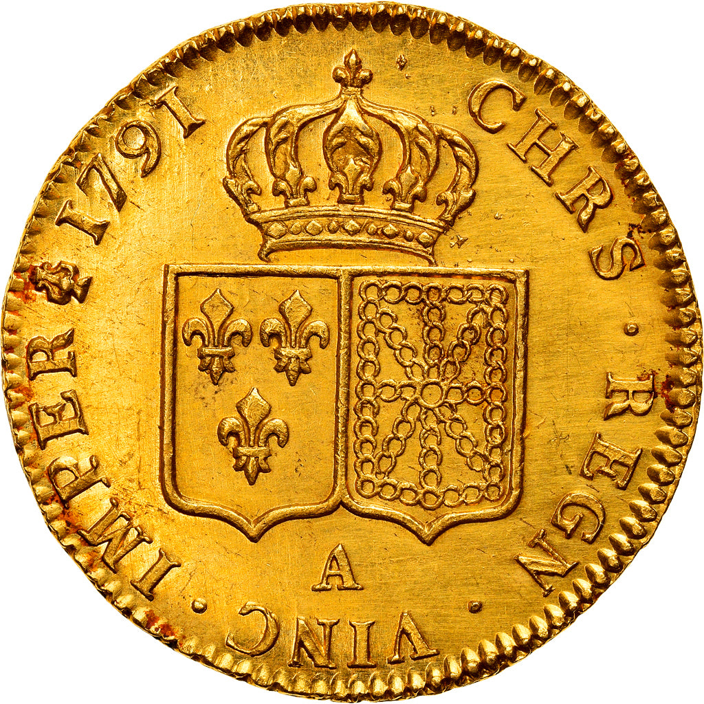 Coin, France, Louis XVI, Double louis d'or à la tête nue, 2 Louis D'or, 1791