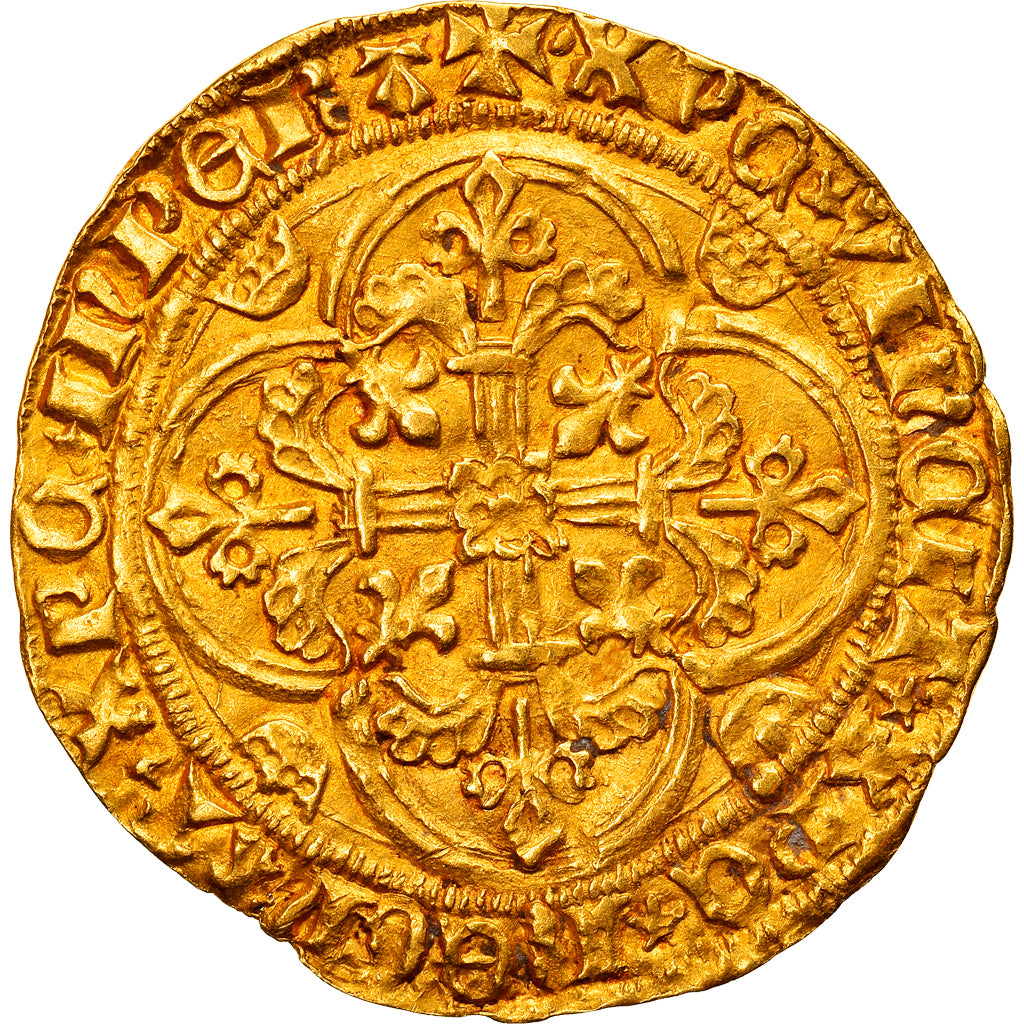Moneta, Francia, Charles VII, Royal d'or, 1422-1461, Saint-Pourçain, BB+, Oro