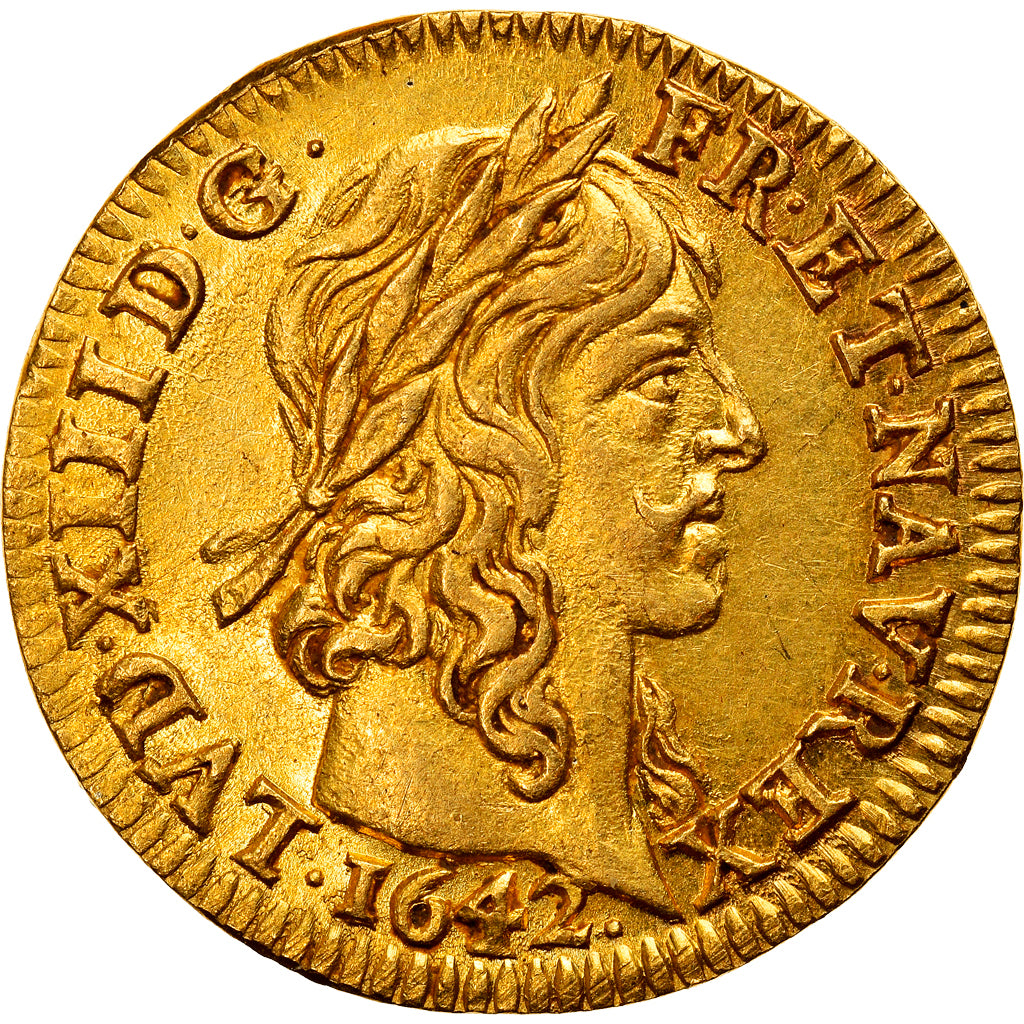 Coin, France, Louis XIII, 1/2 Louis d'or, 1642, Paris, AU(50-53), Gold