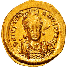Moeda, Justinian I, Solidus, 527-565 AD, Constantinople, AU(55-58), Dourado