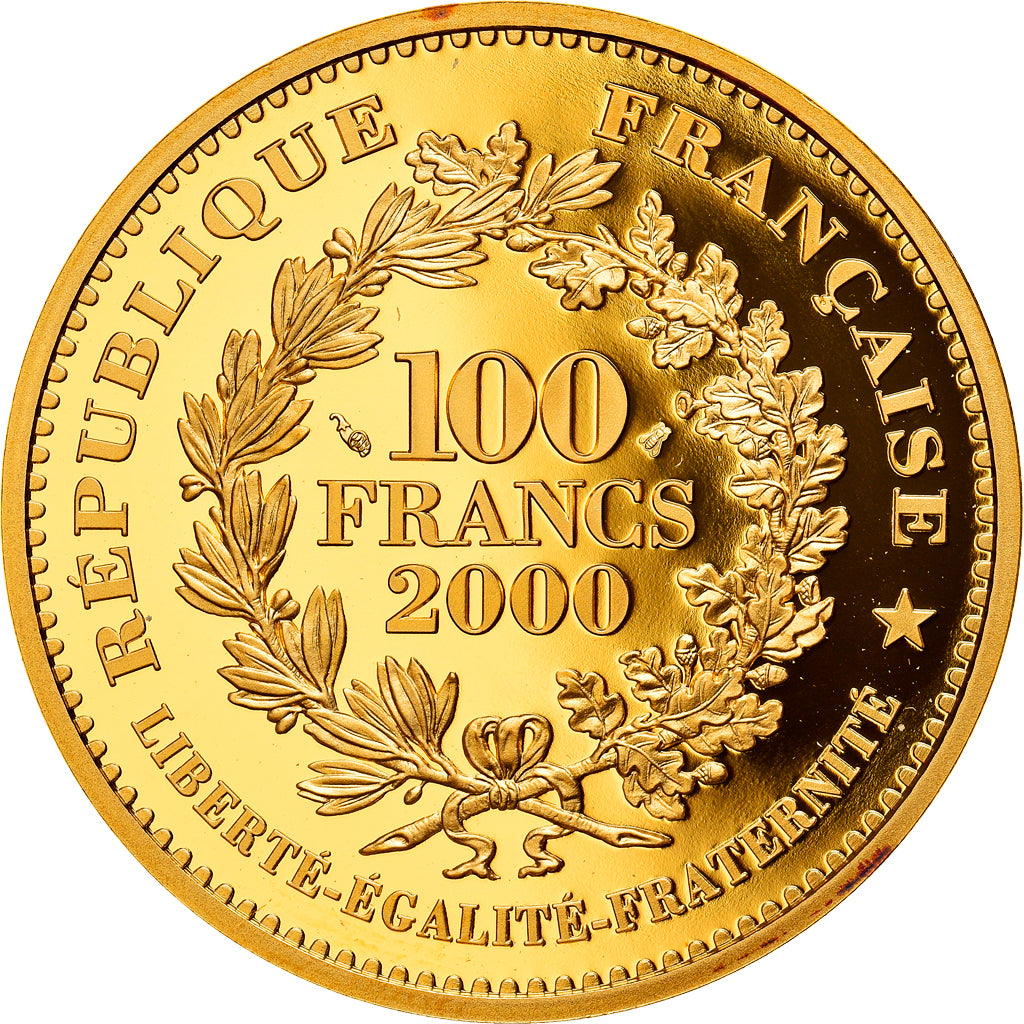 Coin, France, Denier de Charlemagne, 100 Francs, 2000, Paris, MS(65-70), Gold
