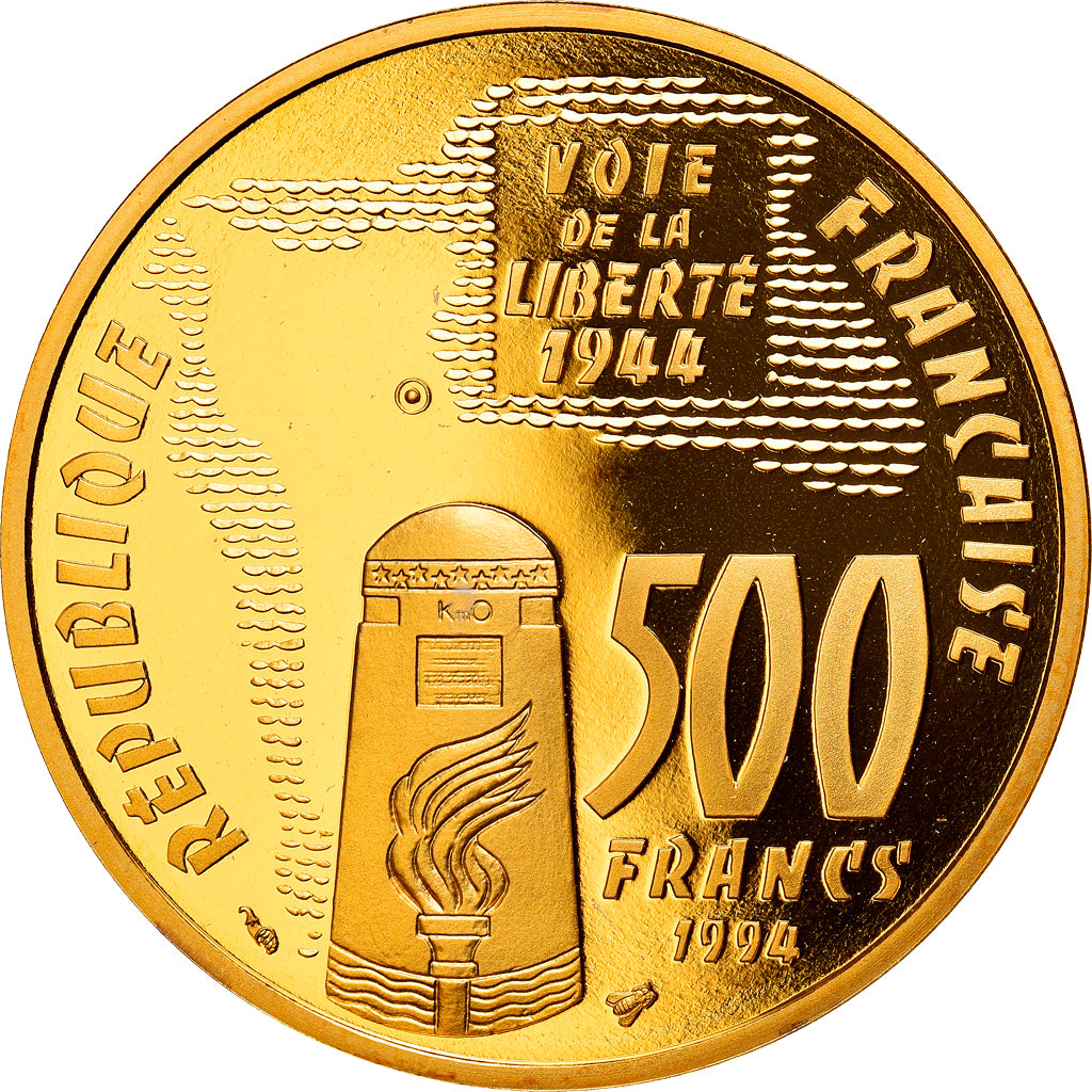 Coin, France, Sainte-Mère-Eglise, 500 Francs, 1994, Paris, MS(65-70), Gold