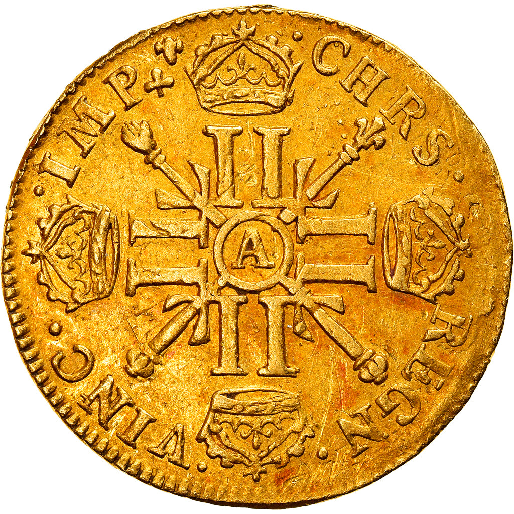 Monnaie, France, Louis XIV, Louis d'or aux 8 L et aux insignes, Louis d'Or
