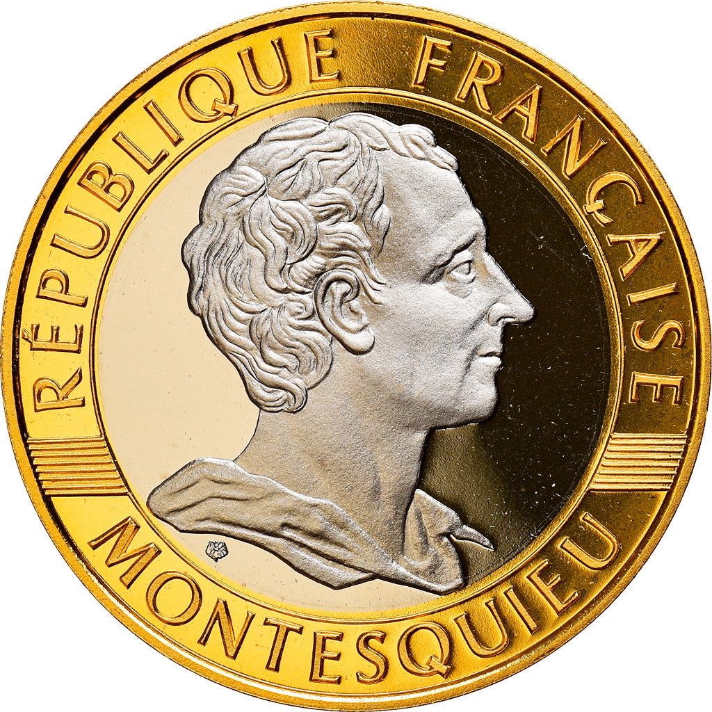 Moneta, Francia, Montesquieu, 10 Francs, 1989, FDC, Oro, Gadoury:828