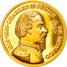 Mónaco, Medal, Carlos III, MS(65-70), Dourado