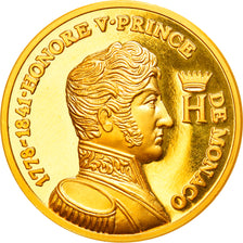 Mónaco, medalla, Honore V, FDC, Oro