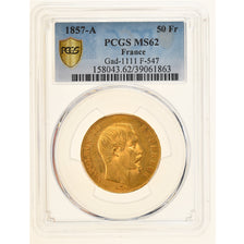 Moneta, Francia, Napoleon III, 50 Francs, 1857, Paris, PCGS, MS62, SPL, Oro