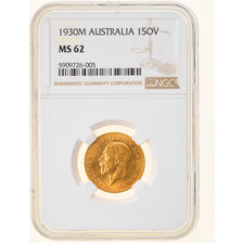 Moeda, Austrália, George V, Sovereign, 1930, Melbourne, Muito, NGC, MS62