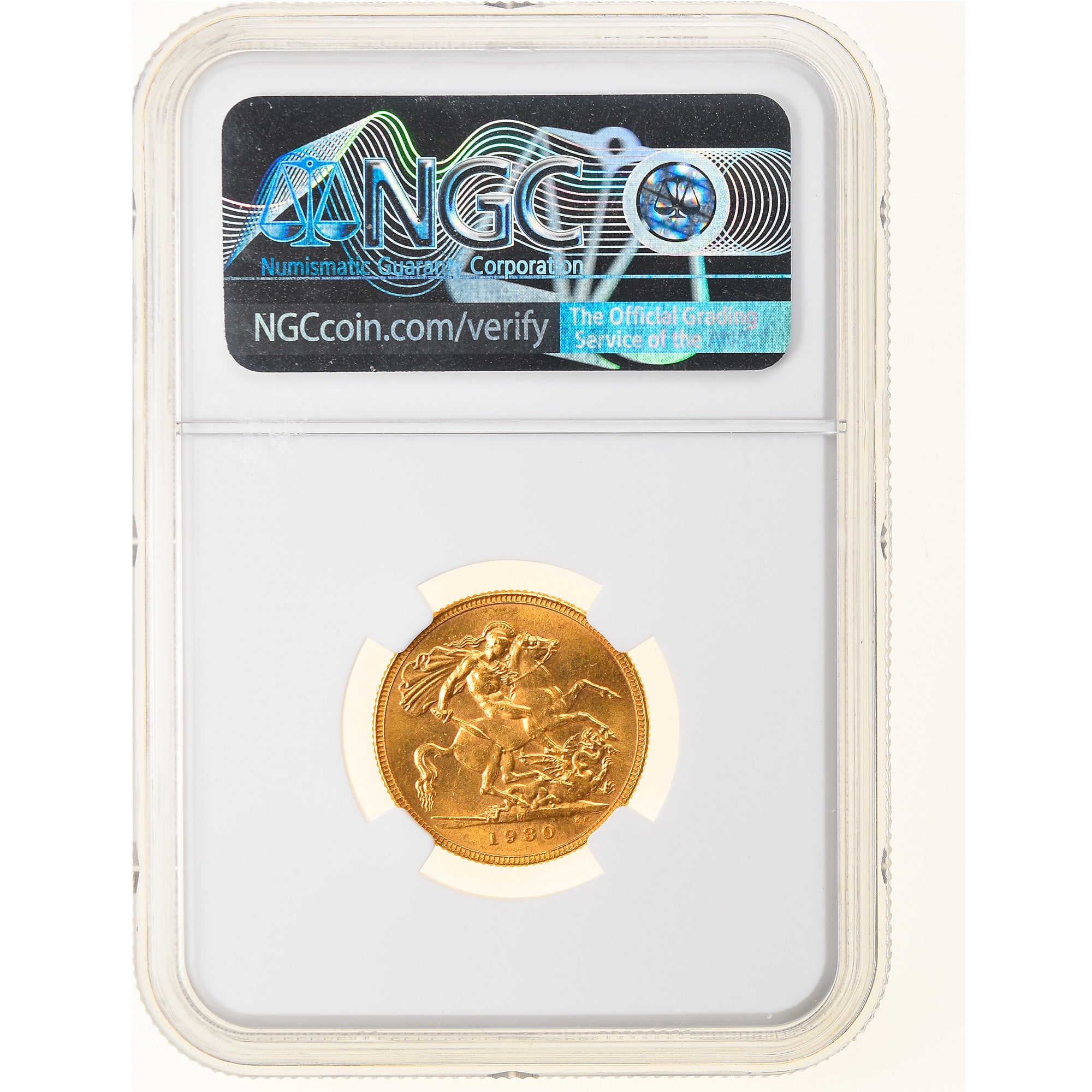 Moneta, Australia, George V, Sovereign, 1930, Melbourne, Very rare, NGC, MS62