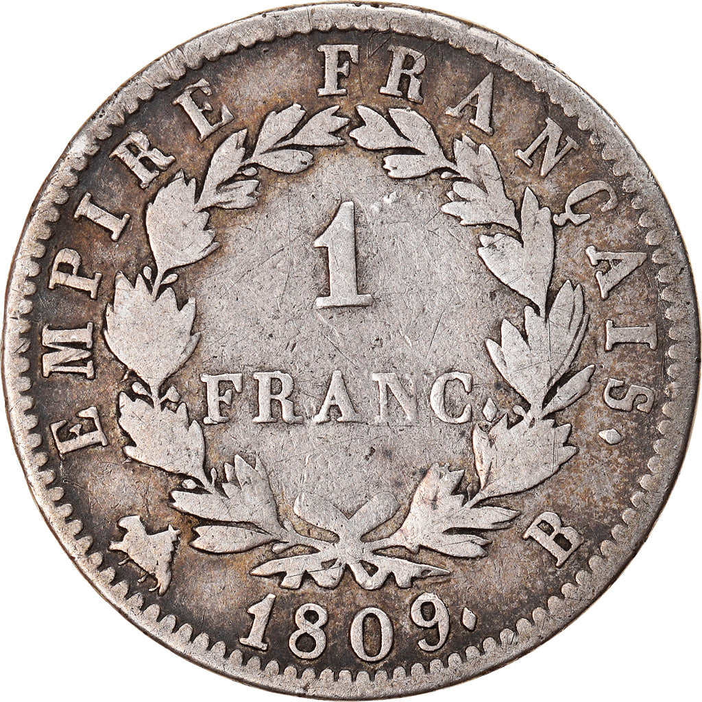 Coin, France, Napoléon I, Franc, 1809, Rouen, VF(30-35), Silver, KM:692.2