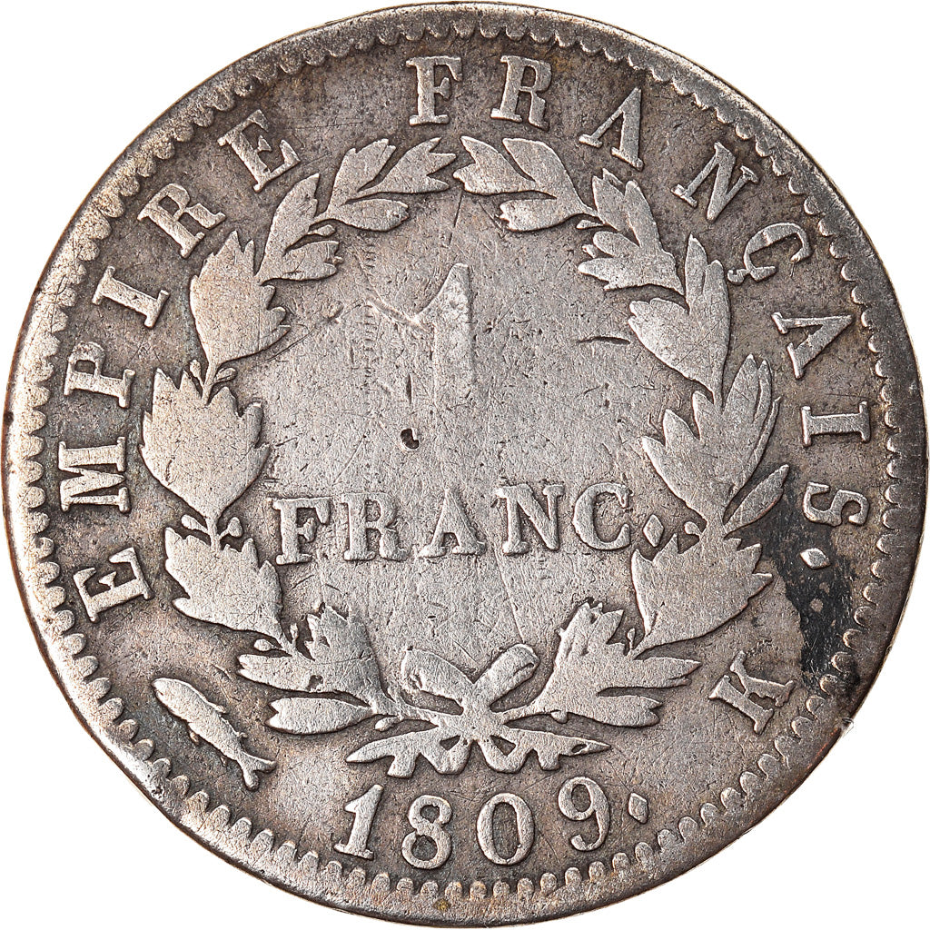 Monnaie, France, Napoléon I, Franc, 1809, Bordeaux, TB, Argent, Gadoury:447