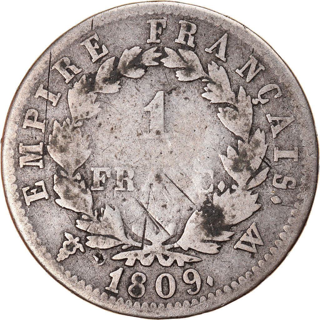 Coin, France, Napoléon I, Franc, 1809, Lille, VF(20-25), Silver, KM:692.16