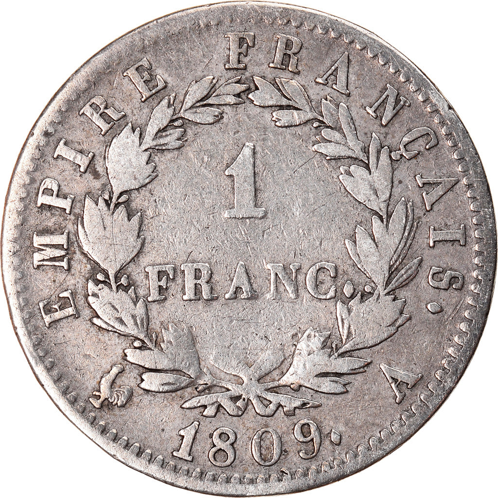 Coin, France, Napoléon I, Franc, 1809, Paris, VF(30-35), Silver, KM:692.1