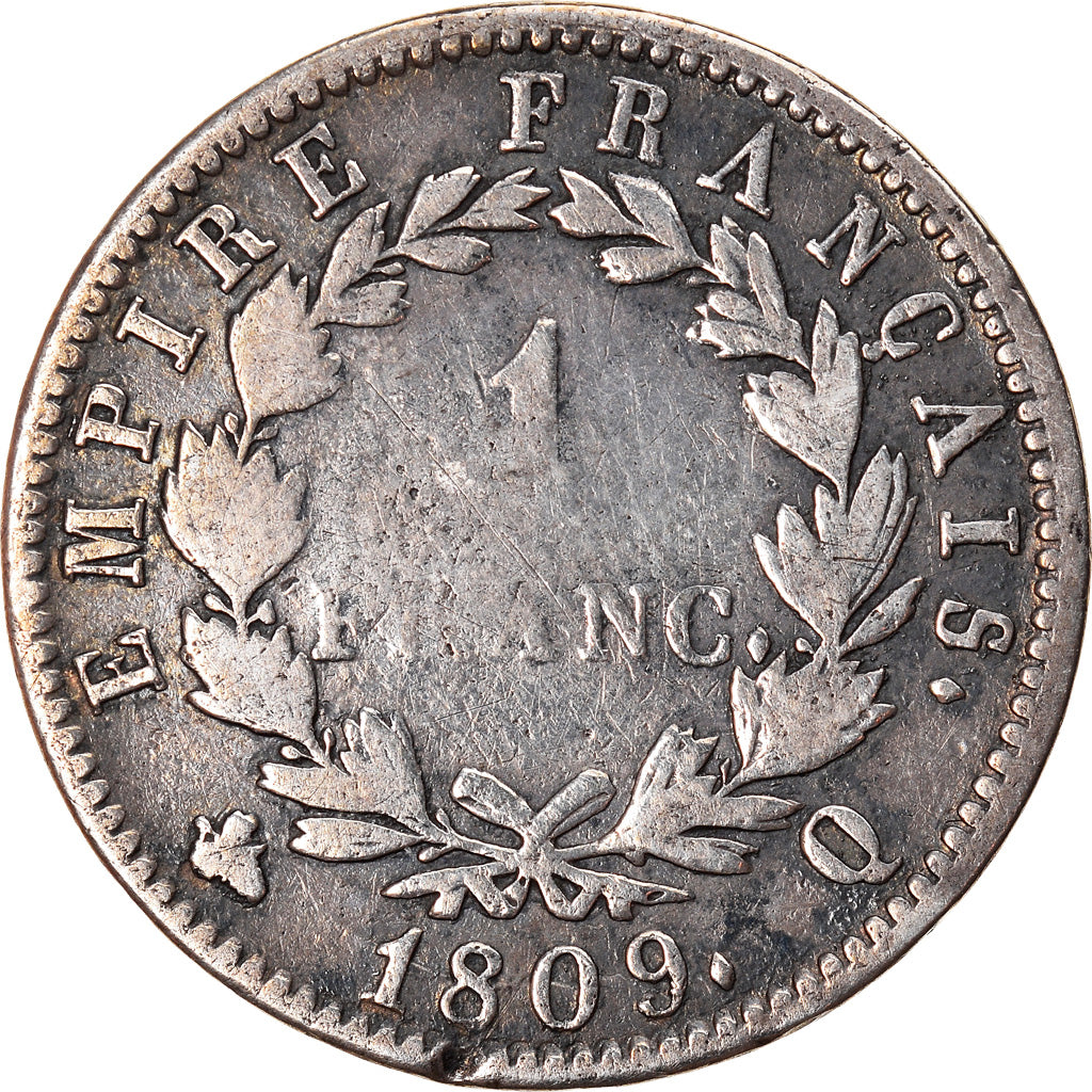 Coin, France, Napoléon I, Franc, 1809, Perpignan, VF(20-25), Silver, KM:692.12